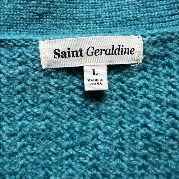 Women’s Aqua Blue Oversized Cardigan Saint Geraldine Brand Size L - Picture 7 of 8
